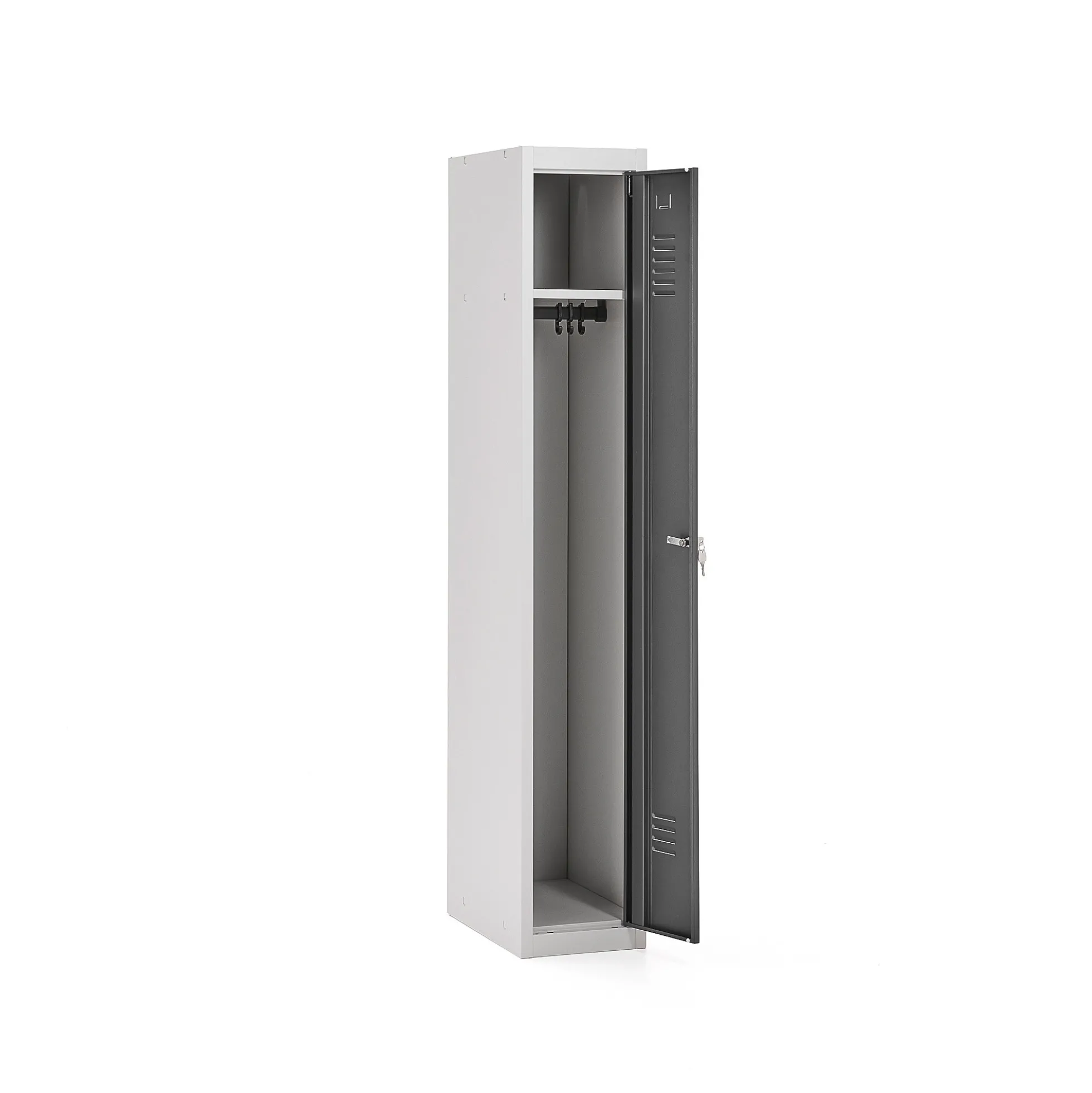 Pukukaappi CLICK 1 ovi, 1 osa 1800x300x500 mm, harmaa runko, tummanharmaa ovi