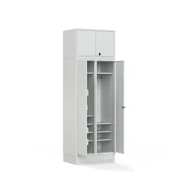 Pukukaappi FORCE 2 osaa, yläkaappi, sokkeli, 2440x800x550 mm, harmaa