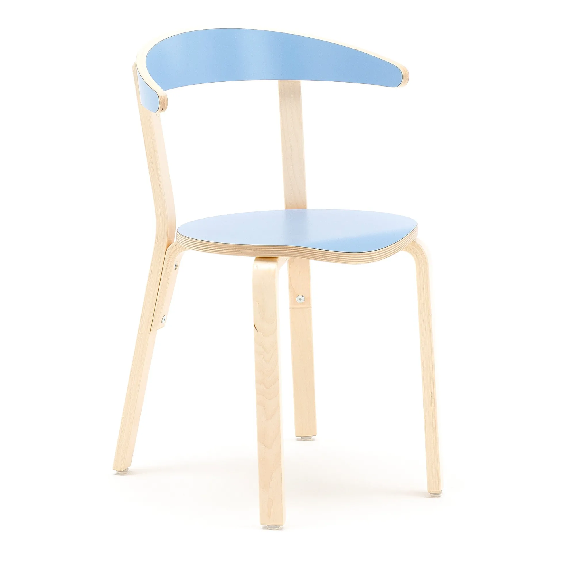 Puutuoli LINUS Korkeus 450 mm, koivu, sininen laminaatti