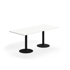 Pöytä ALVA 1800x800x720 mm, lattiaan kiinnitettävä, korkeapainelaminaatti, musta/valkoinen
