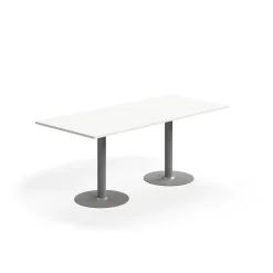Pöytä ALVA 1800x800x720 mm, lattiaan kiinnitettävä, korkeapainelaminaatti, hopea/valkoinen