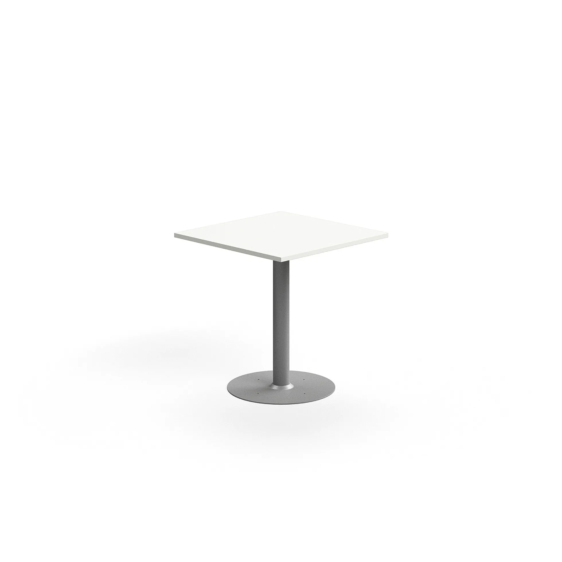 Pöytä ALVA 700x700x720 mm, lattiaan kiinnitettävä, korkeapainelaminaatti, hopea/valkoinen