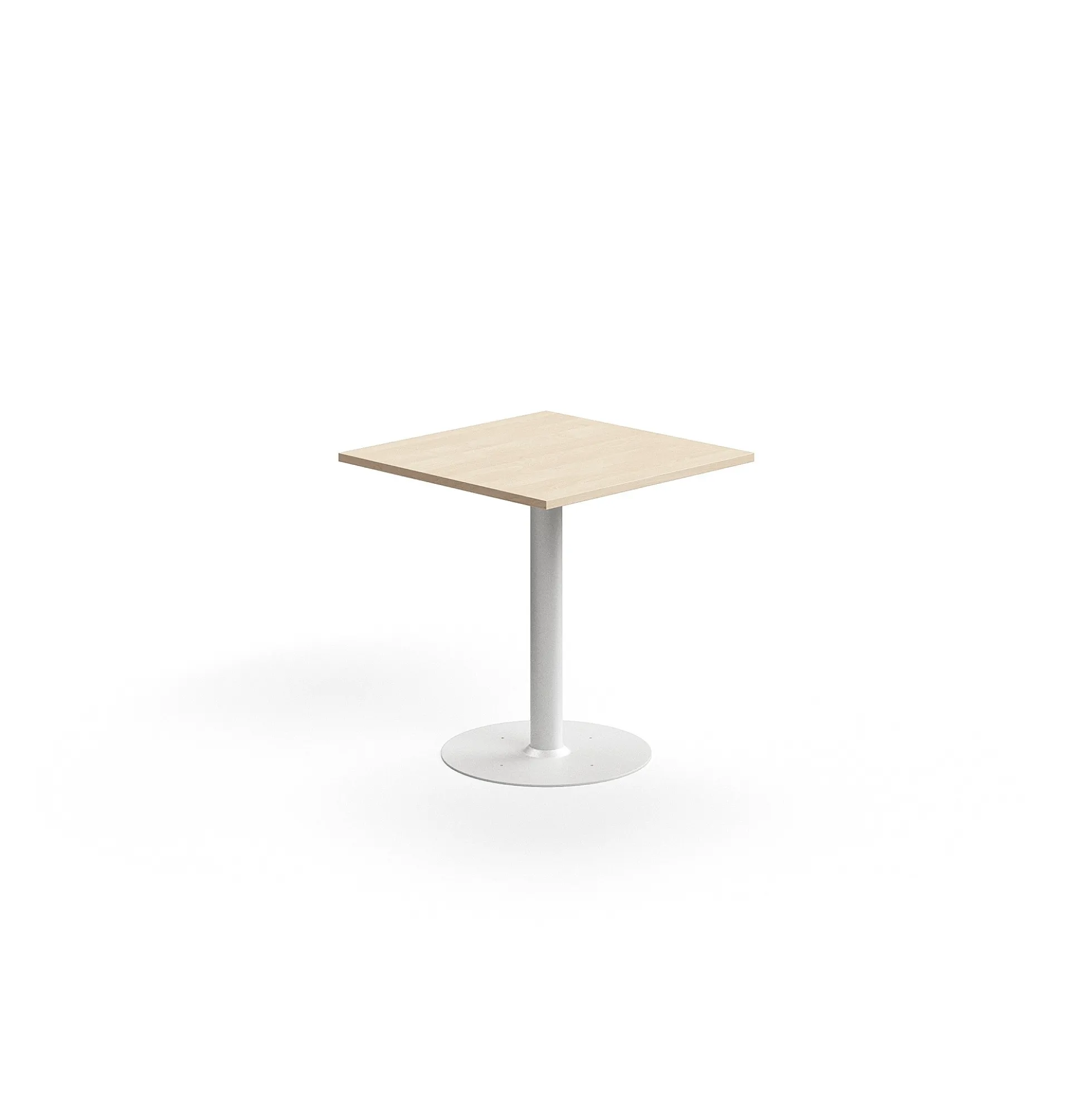 Pöytä ALVA 700x700x720 mm, lattiaan kiinnitettävä, korkeapainelaminaatti, valkoinen/koivu