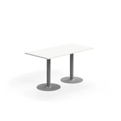 Pöytä ALVA 1400x700x720 mm, lattiaan kiinnitettävä, korkeapainelaminaatti, hopea/valkoinen