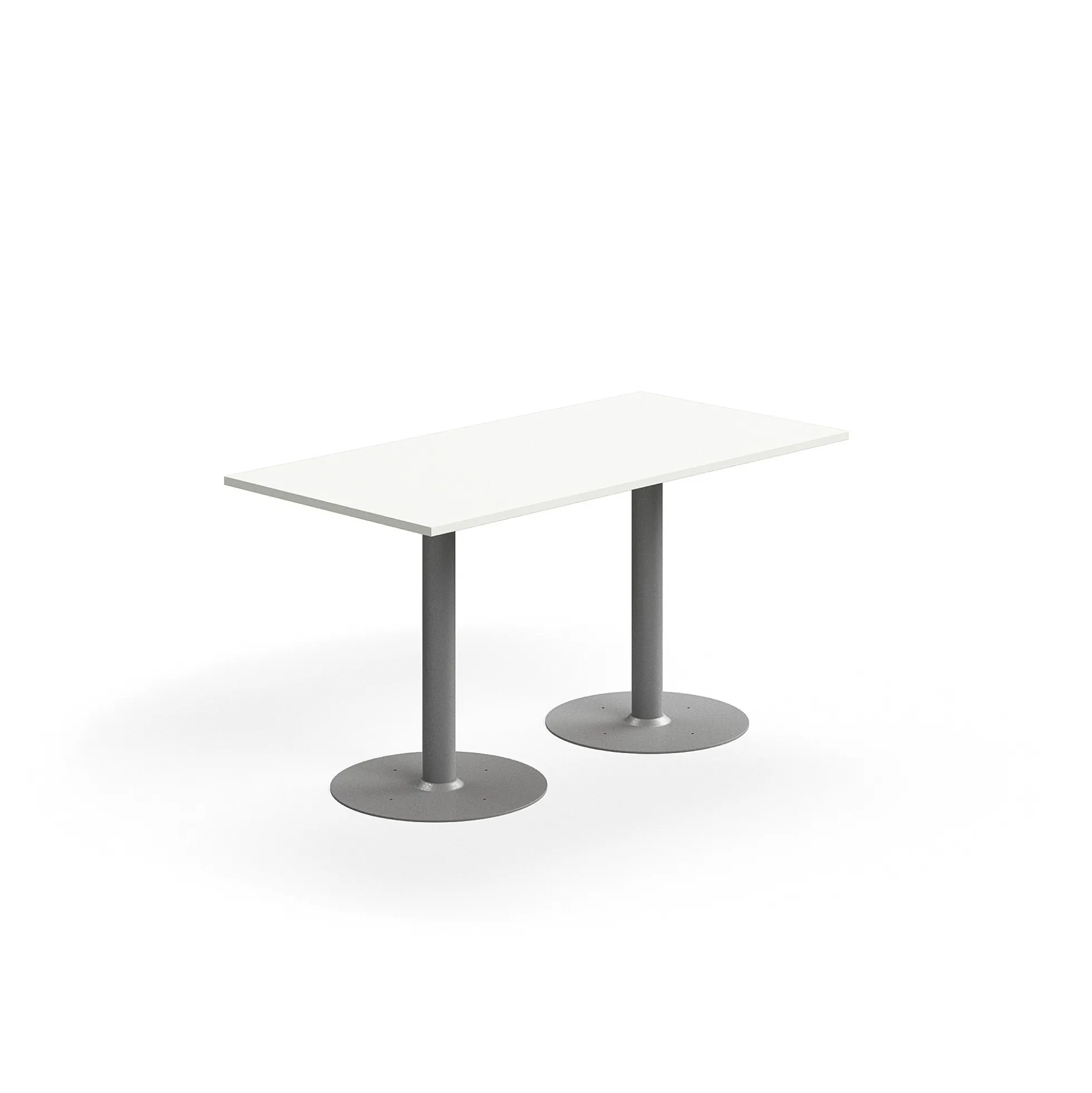 Pöytä ALVA 1400x700x720 mm, lattiaan kiinnitettävä, korkeapainelaminaatti, hopea/valkoinen