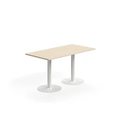 Pöytä ALVA 1400x700x720 mm, lattiaan kiinnitettävä, korkeapainelaminaatti, valkoinen/koivu