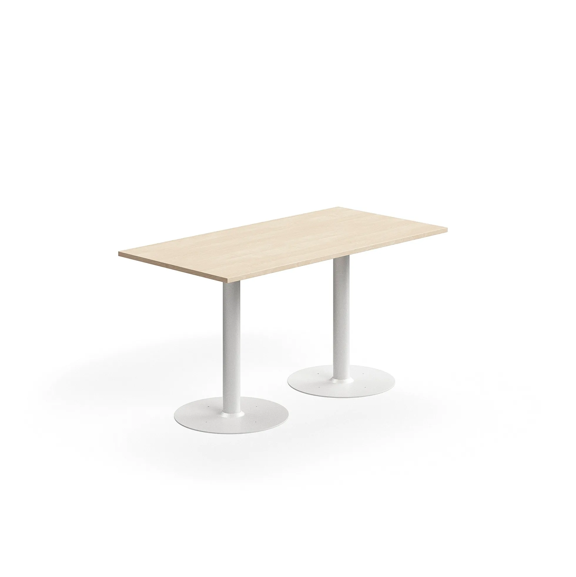 Pöytä ALVA 1400x700x720 mm, lattiaan kiinnitettävä, korkeapainelaminaatti, valkoinen/koivu