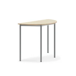 Pöytä BORÅS Korkeapainelaminaatti HPL, puoliympyrä, 1200x600x900 mm, koivu, hopeanharmaa
