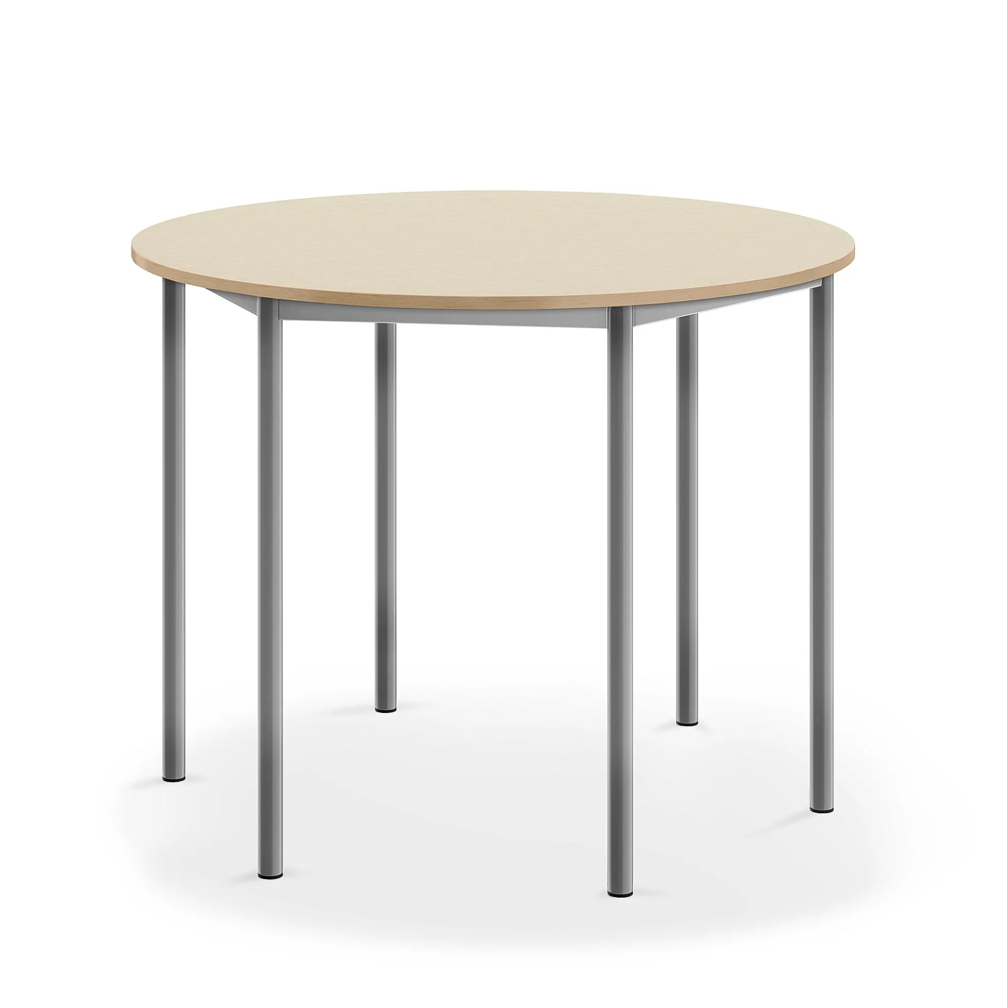 Pöytä BORÅS Korkeapainelaminaatti HPL, pyöreä, Ø1200x900 mm, koivu, hopeanharmaa
