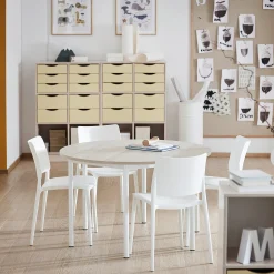 Pöytä BORÅS PLUS Ø1200x720 mm, saarnilaminaatti, valkoinen