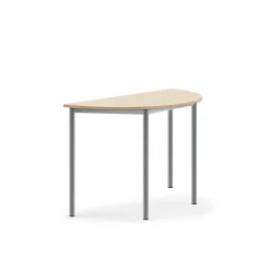 Pöytä BORÅS Puoliympyrä, 1200x600x760 mm, koivulaminaatti, hopeanharmaa