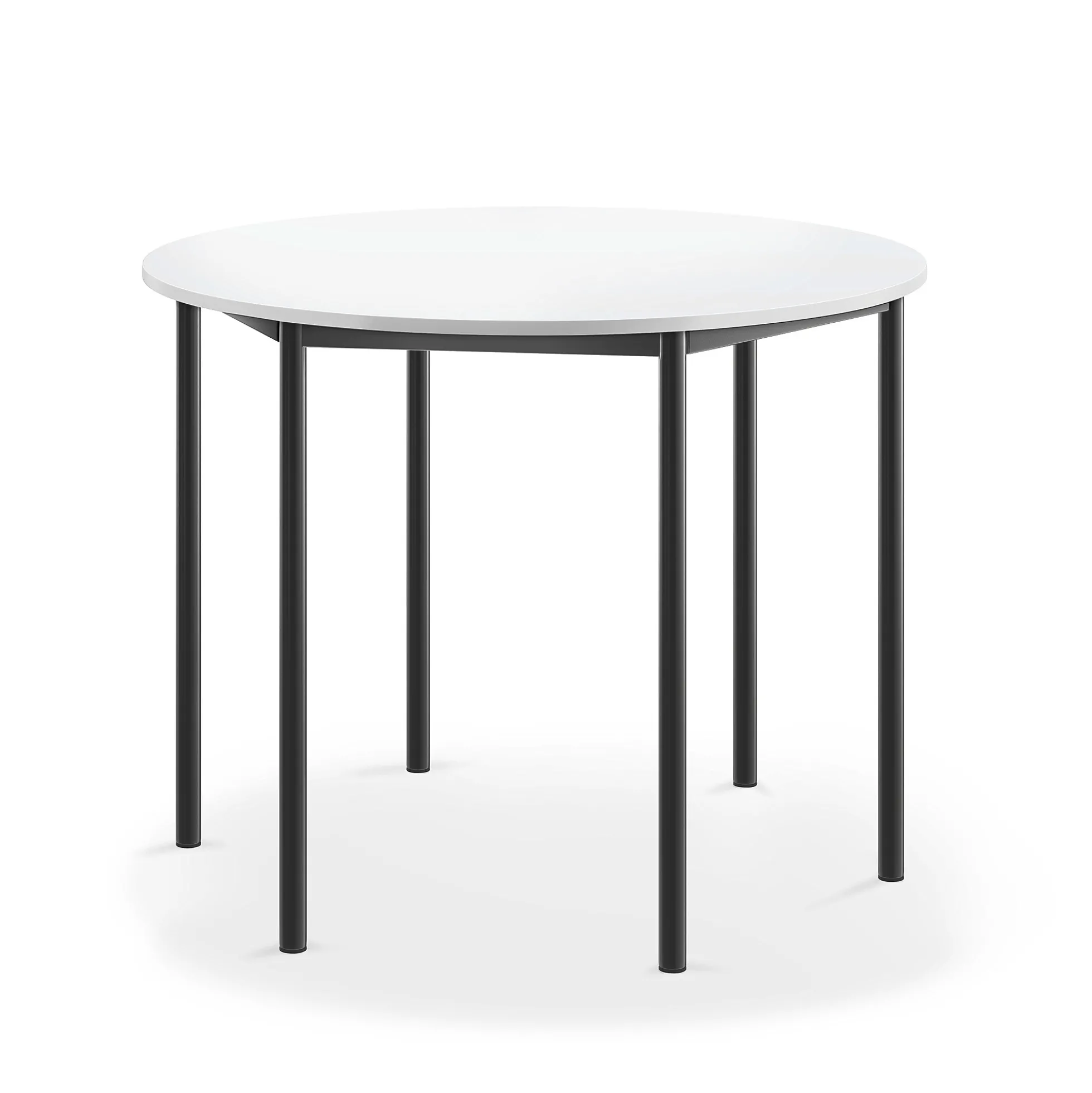 Pöytä BORÅS Pyöreä, Ø 1200x900 mm, valkoinen laminaatti, antrasiitinharmaa