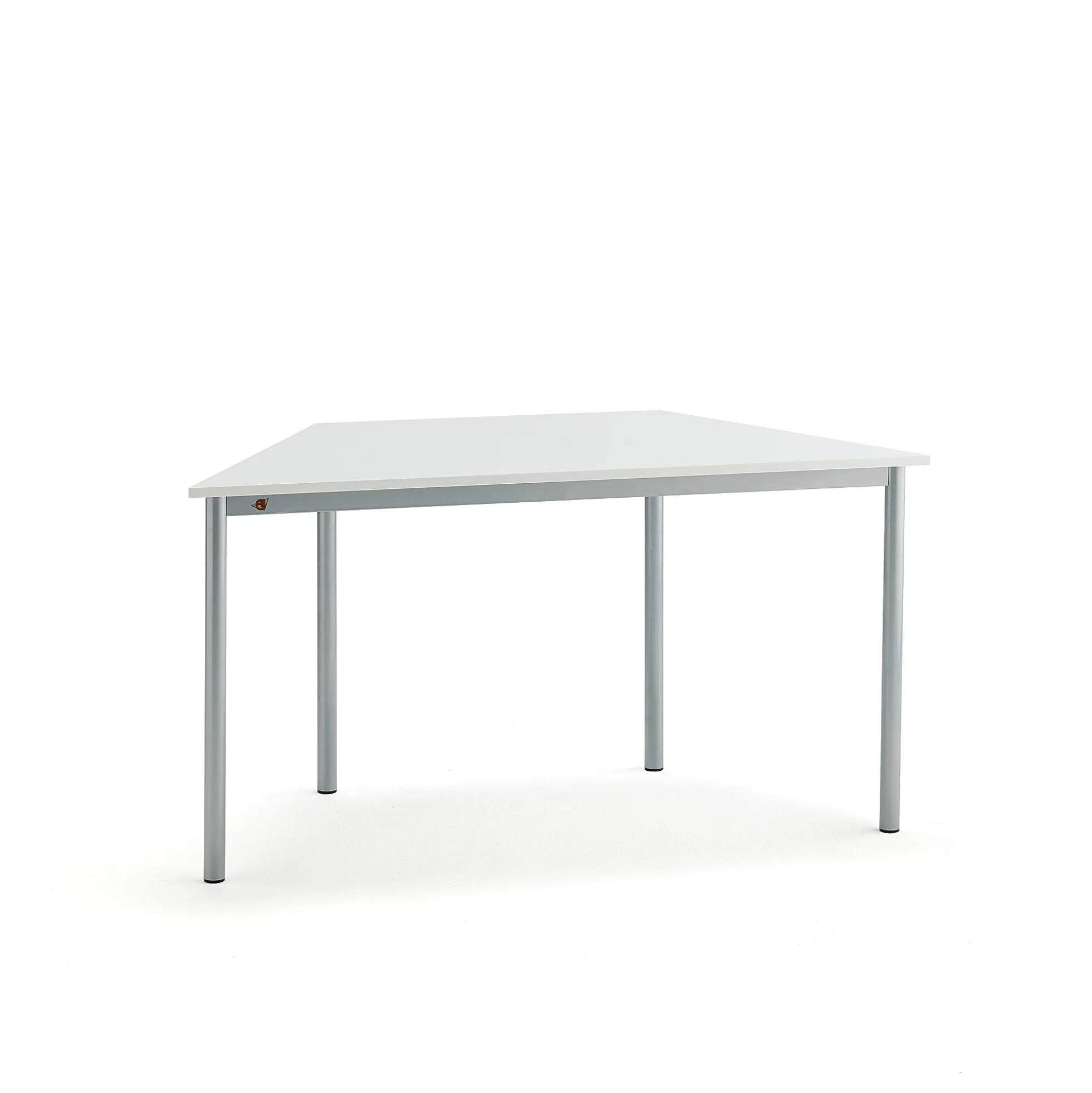 Pöytä BORÅS TRAPETS 1200x600x720 mm, valkoinen laminaatti, hopeanharmaa