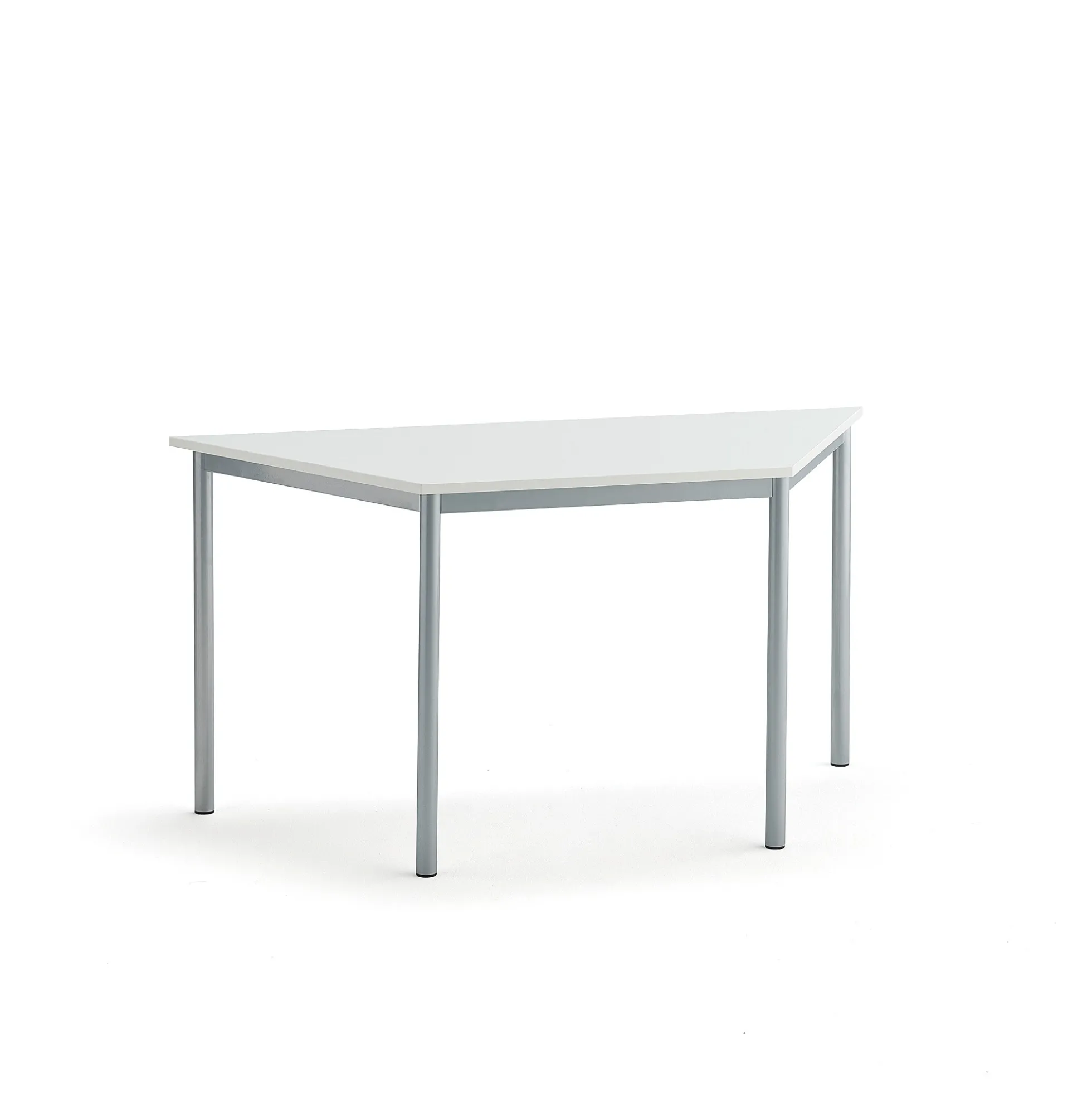 Pöytä BORÅS TRAPETS 1200x600x720 mm, valkoinen laminaatti, hopeanharmaa