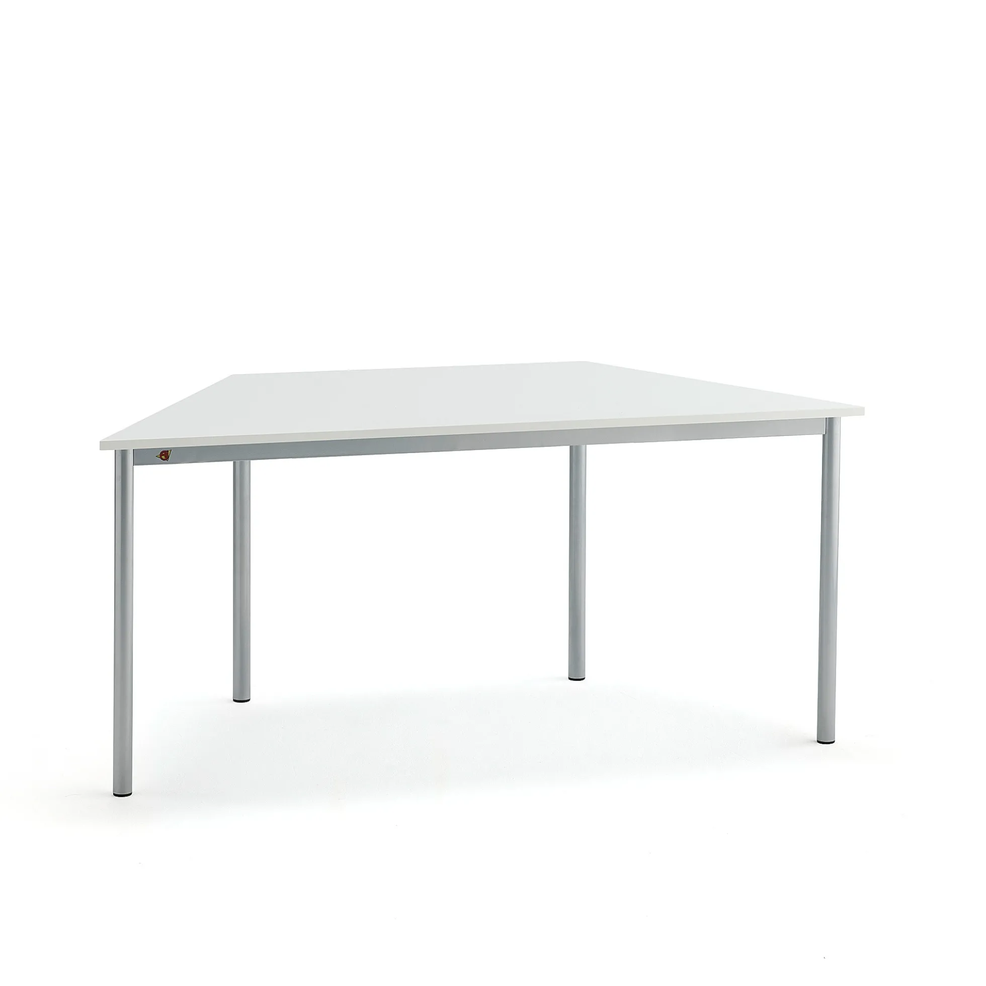 Pöytä BORÅS TRAPETS 1600x800x720 mm, valkoinen laminaatti, hopeanharmaa