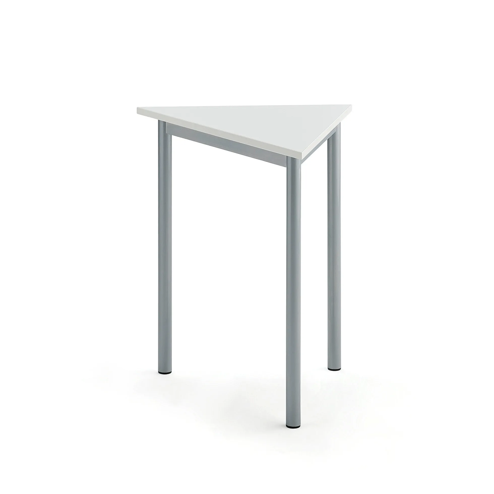 Pöytä BORÅS TRIANGEL 700x600x720 mm, valkoinen laminaatti, hopeanharmaa