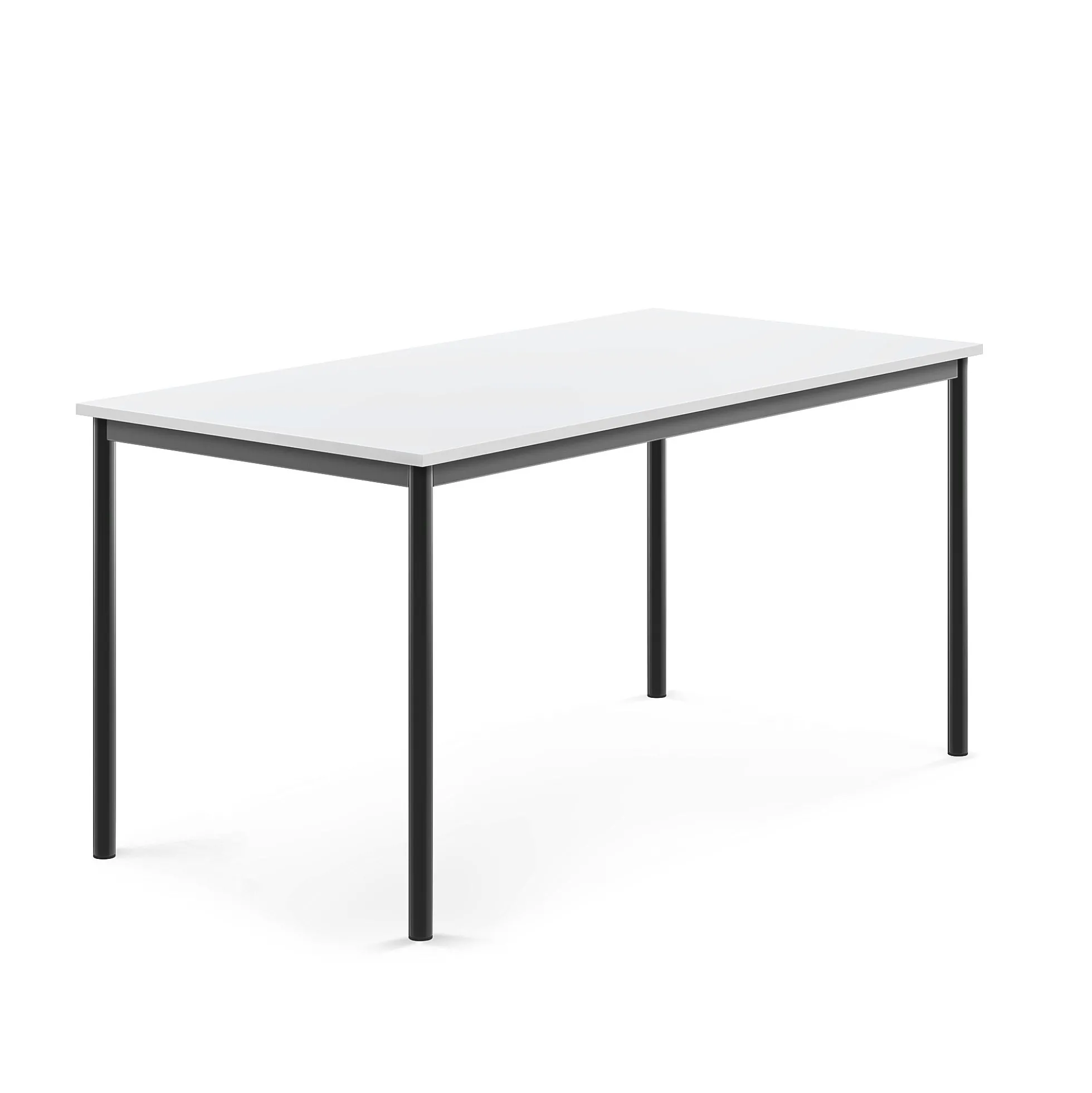 Pöytä BORÅS 1600x800x760 mm, valkoinen laminaatti, antrasiitinharmaa