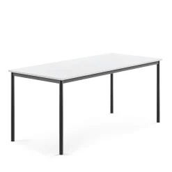 Pöytä BORÅS 1800x800x760 mm, valkoinen laminaatti, antrasiitinharmaa