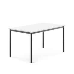 Pöytä BORÅS 1400x800x720 mm, valkoinen laminaatti, antrasiitinharmaa