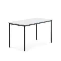 Pöytä BORÅS 1400x700x760 mm, valkoinen laminaatti, antrasiitinharmaa