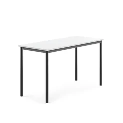 Pöytä BORÅS 1400x600x760 mm, valkoinen laminaatti, antrasiitinharmaa