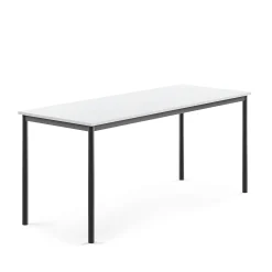 Pöytä BORÅS 1800x700x760 mm, valkoinen laminaatti, antrasiitinharmaa