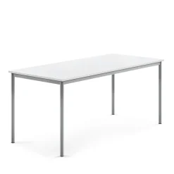 Pöytä BORÅS 1800x800x760 mm, valkoinen laminaatti, hopeanharmaa