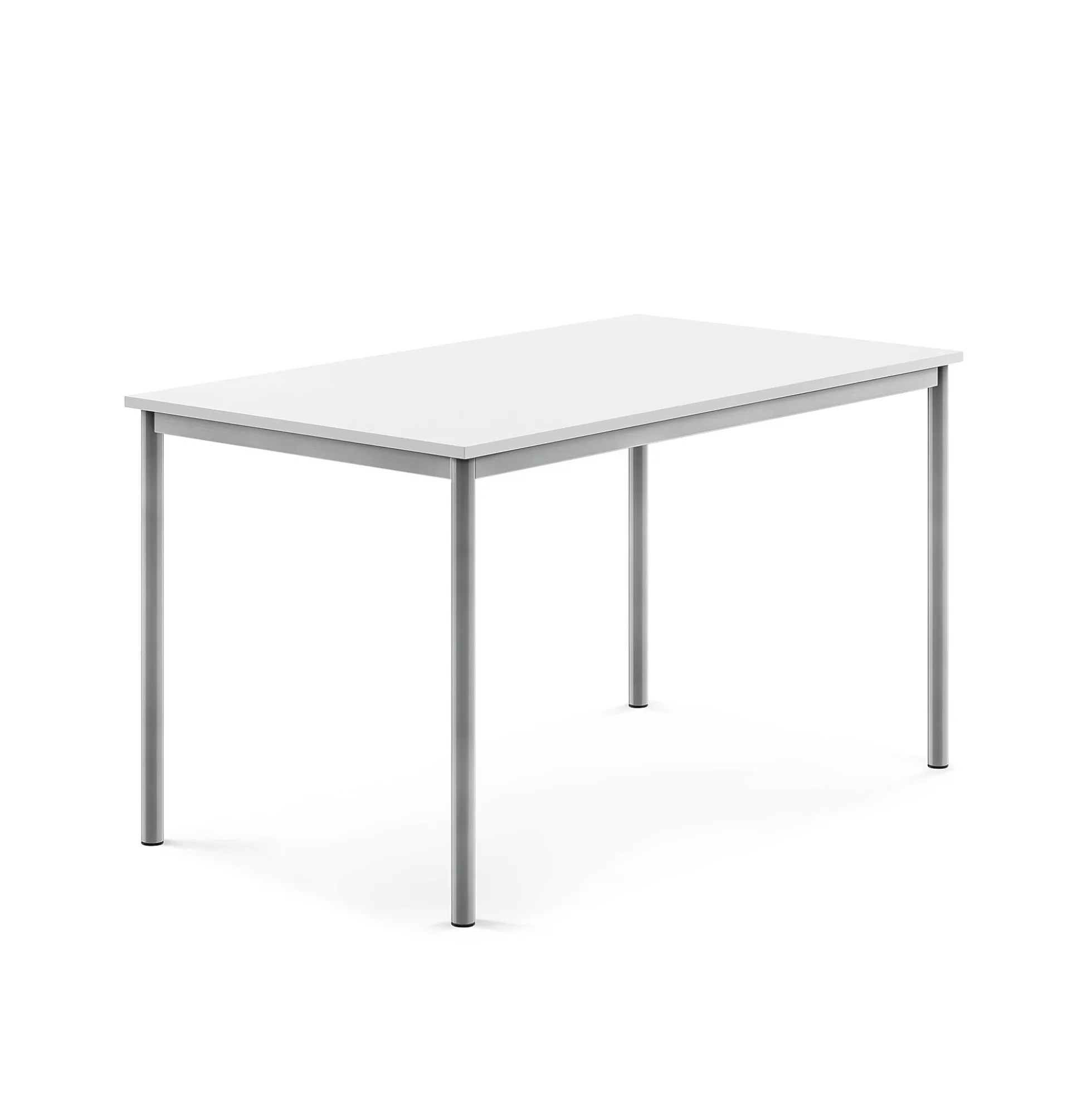 Pöytä BORÅS 1400x800x760 mm, valkoinen laminaatti, hopeanharmaa