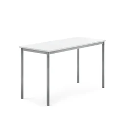 Pöytä BORÅS 1400x600x760 mm, valkoinen laminaatti, hopeanharmaa