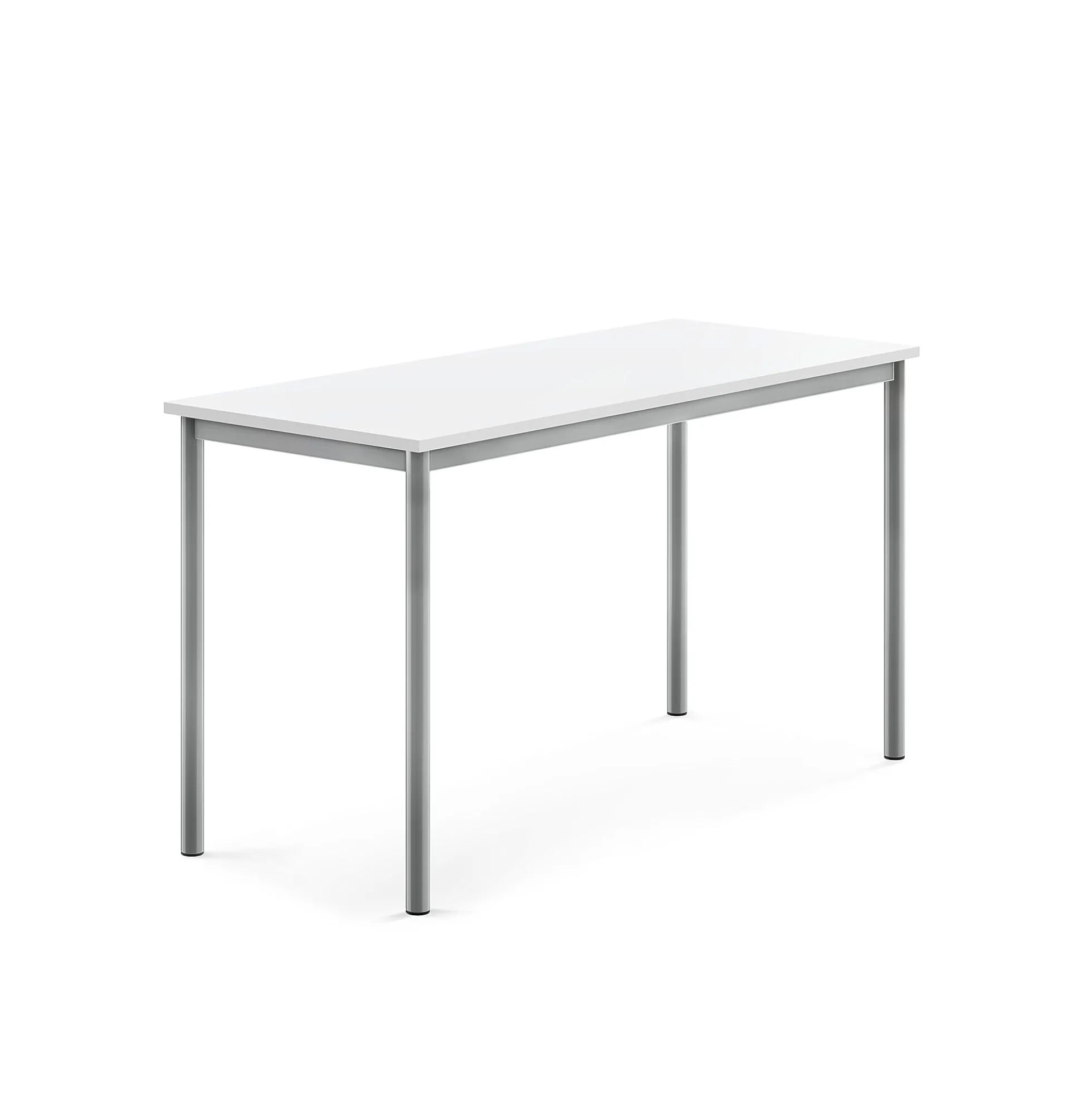 Pöytä BORÅS 1400x600x760 mm, valkoinen laminaatti, hopeanharmaa
