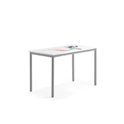 Pöytä BORÅS 1200x600x720 mm, valkotaulupöytälevy, alumiininharmaa