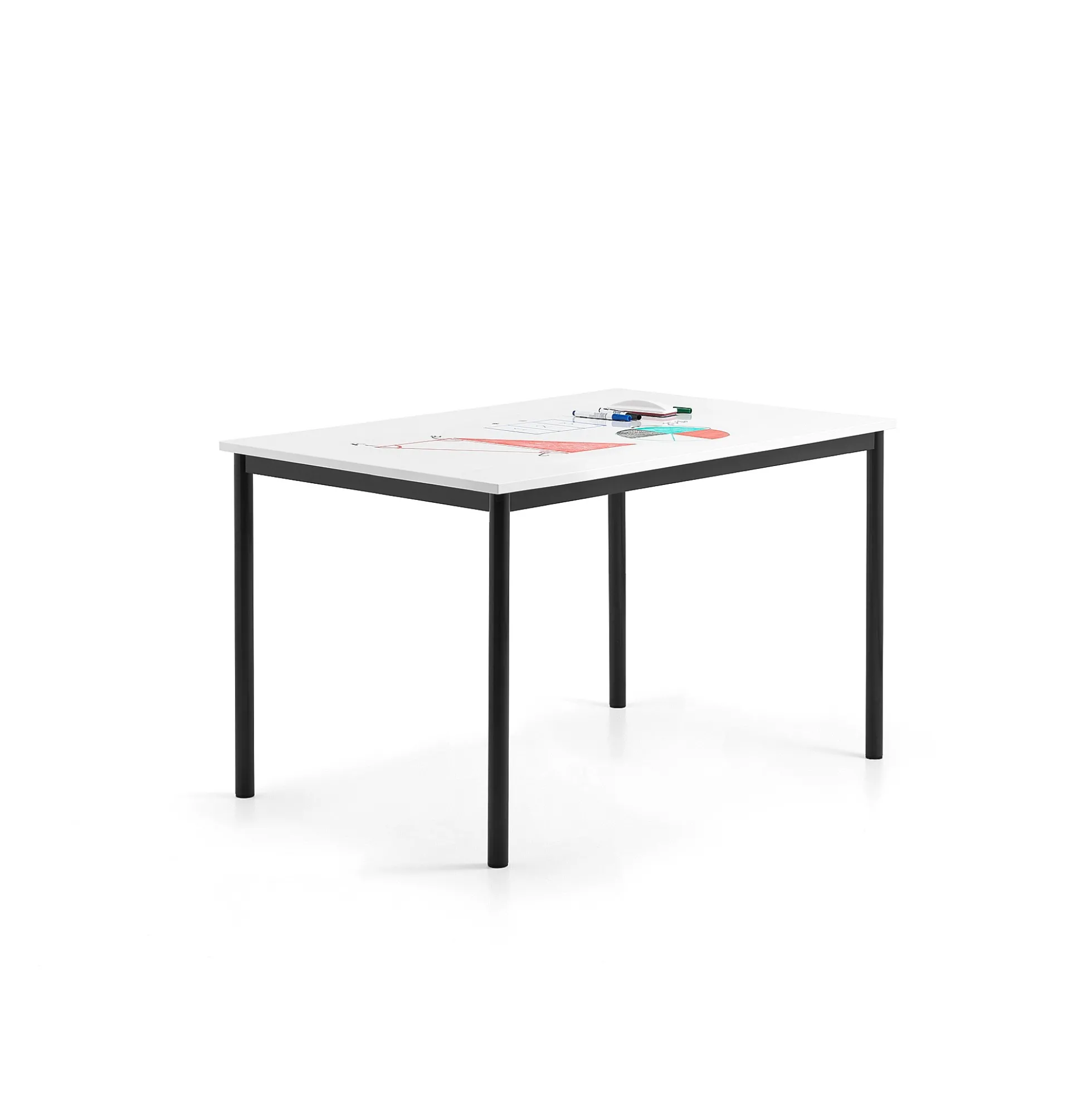 Pöytä BORÅS 1200x800x720 mm, valkotaulupöytälevy, antrasiitti