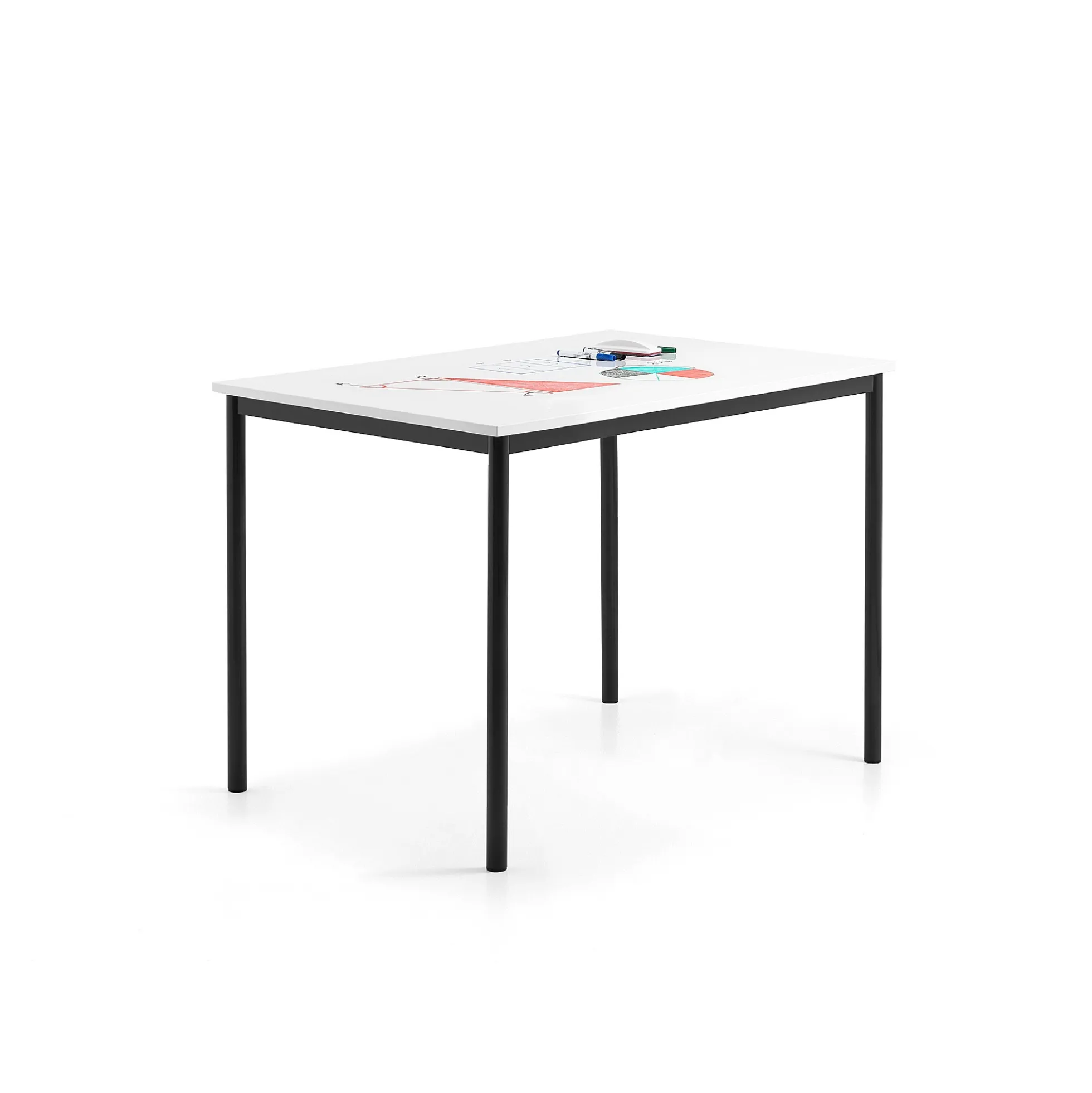 Pöytä BORÅS 1200x800x900 mm, valkotaulupöytälevy, antrasiitti