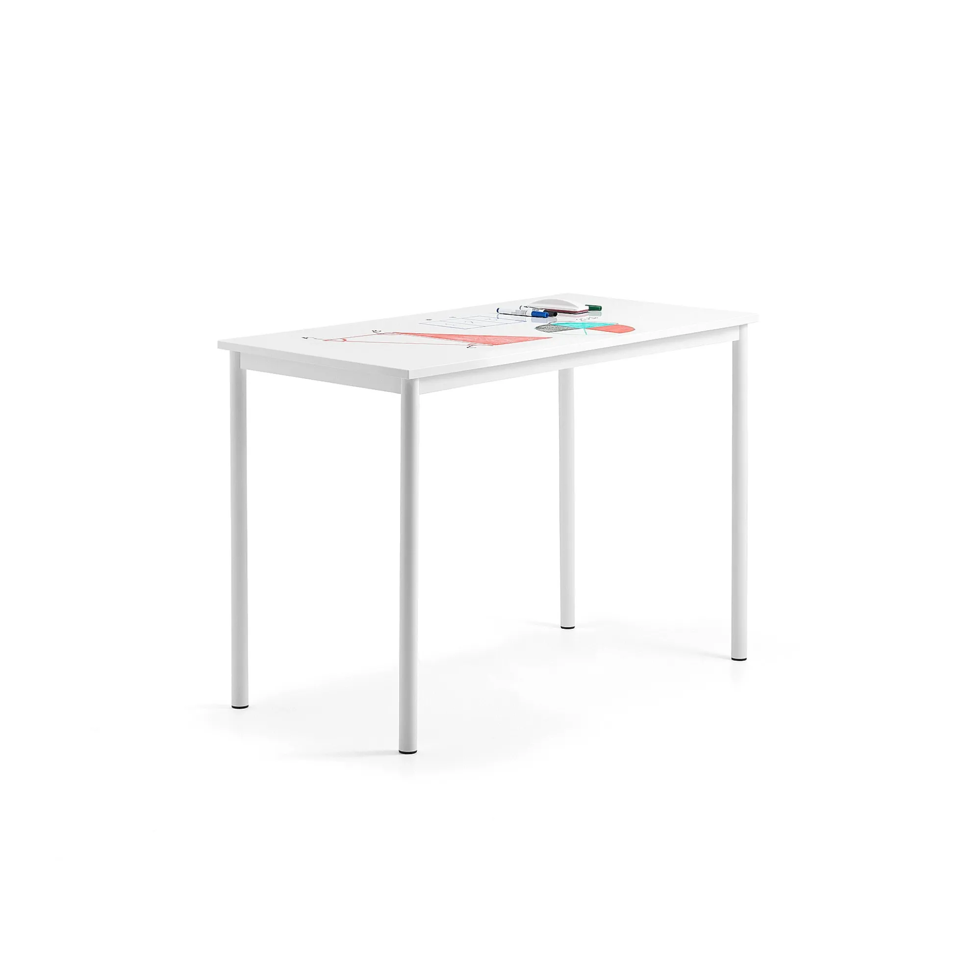 Pöytä BORÅS 1200x600x900 mm, valkotaulupöytälevy, valkoinen