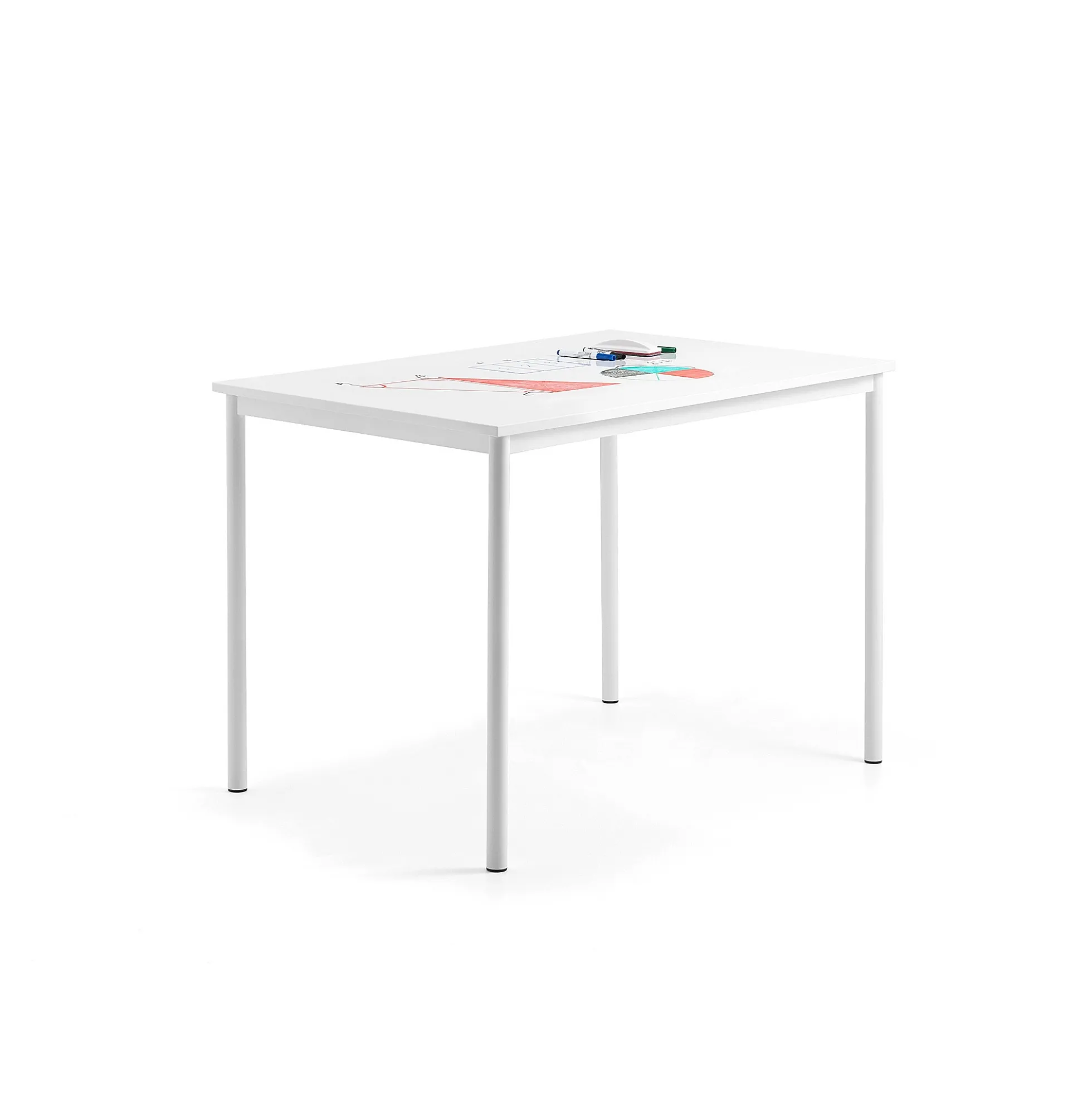 Pöytä BORÅS 1200x800x900 mm, valkotaulupöytälevy, valkoinen