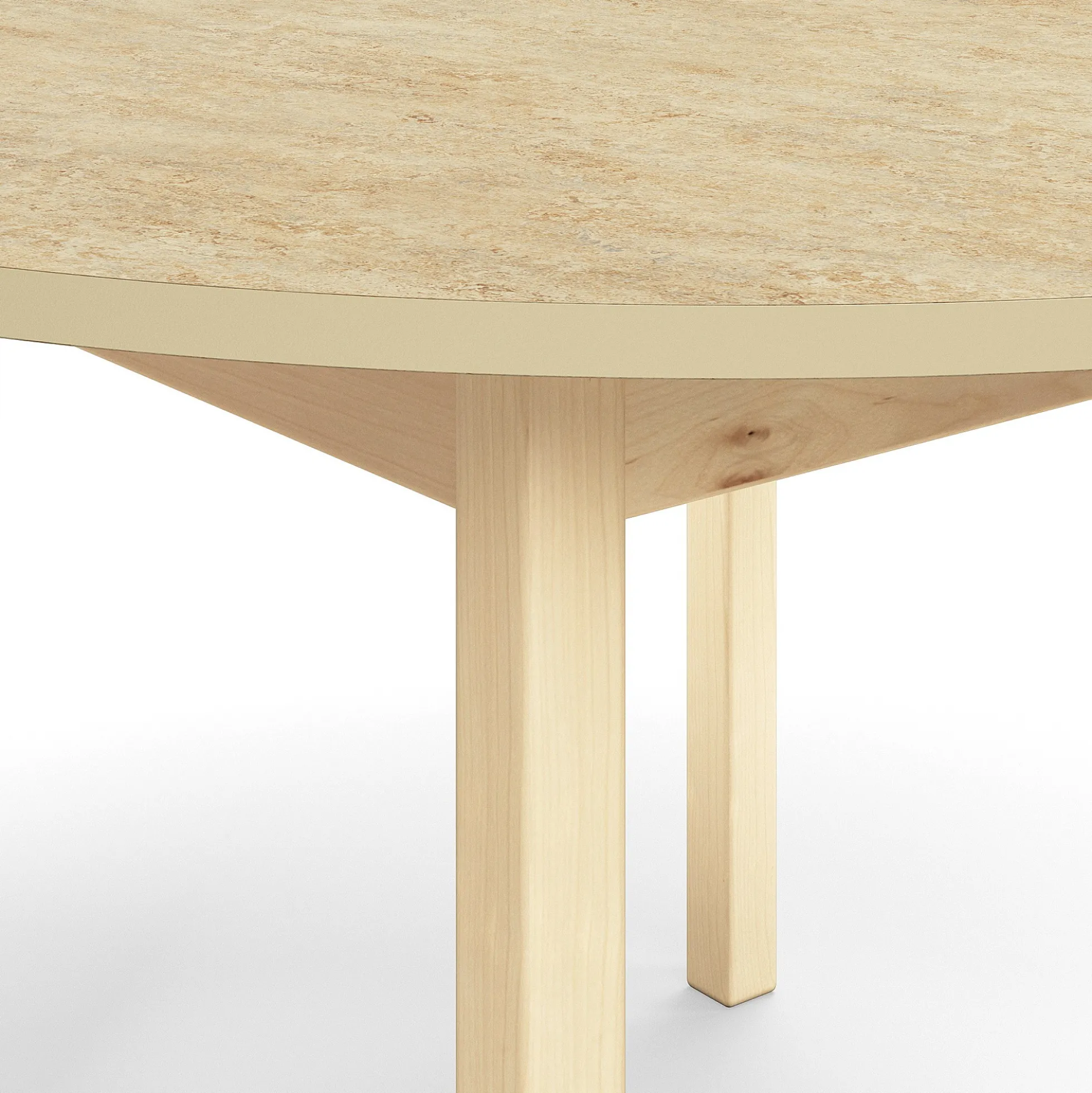 Pöytä DECIBEL Ø1200x720 mm, beige linoleumi, koivu