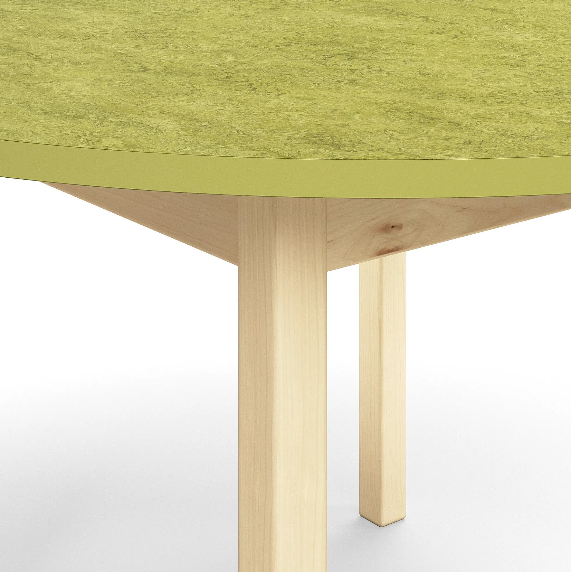 Pöytä DECIBEL Ø1200x720 mm, limenvihreä linoleumi, koivu