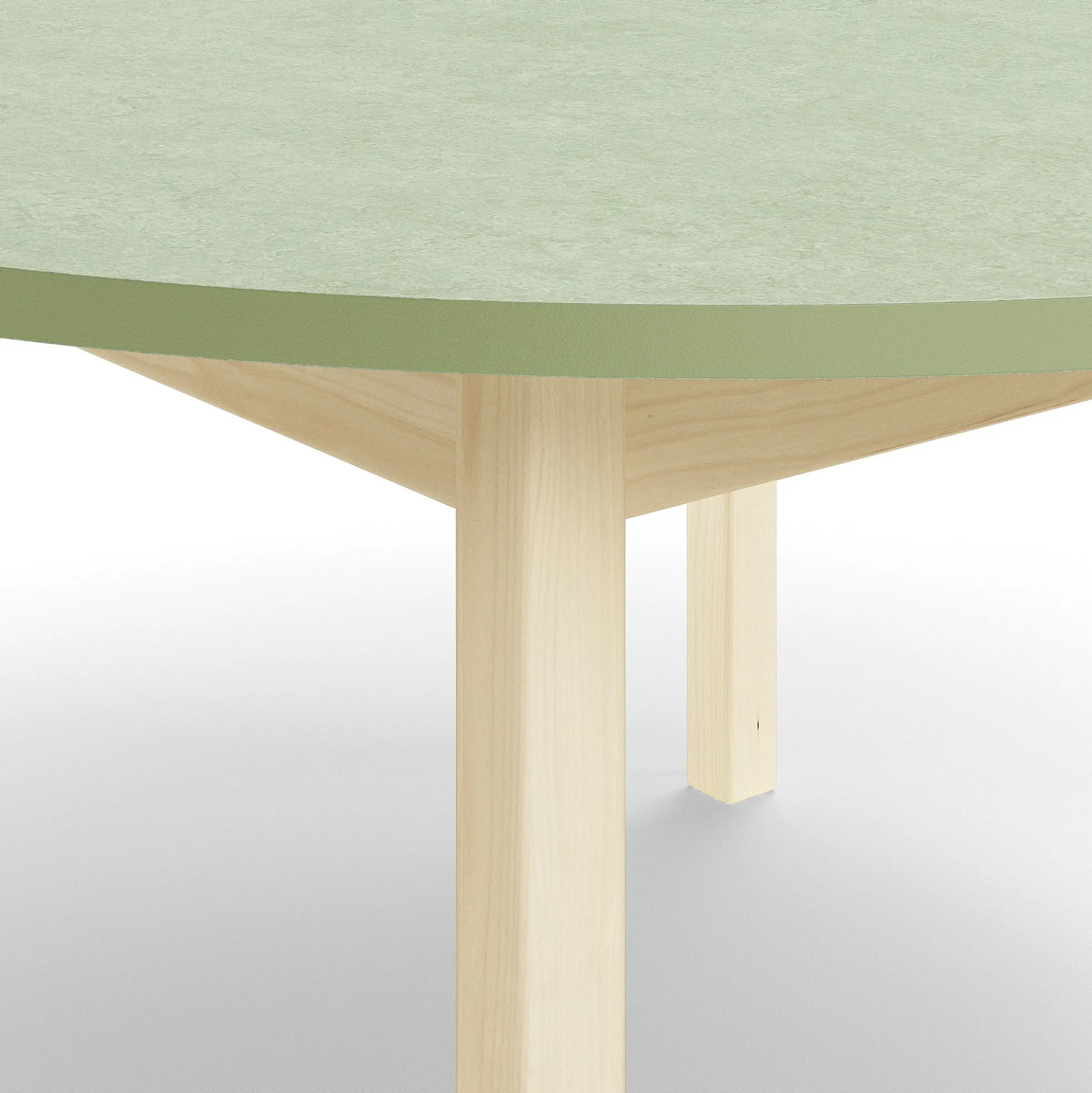 Pöytä DECIBEL Ø1200x590 mm, ääntä vaimentava linoleumi, koivu/harmaanvihreä