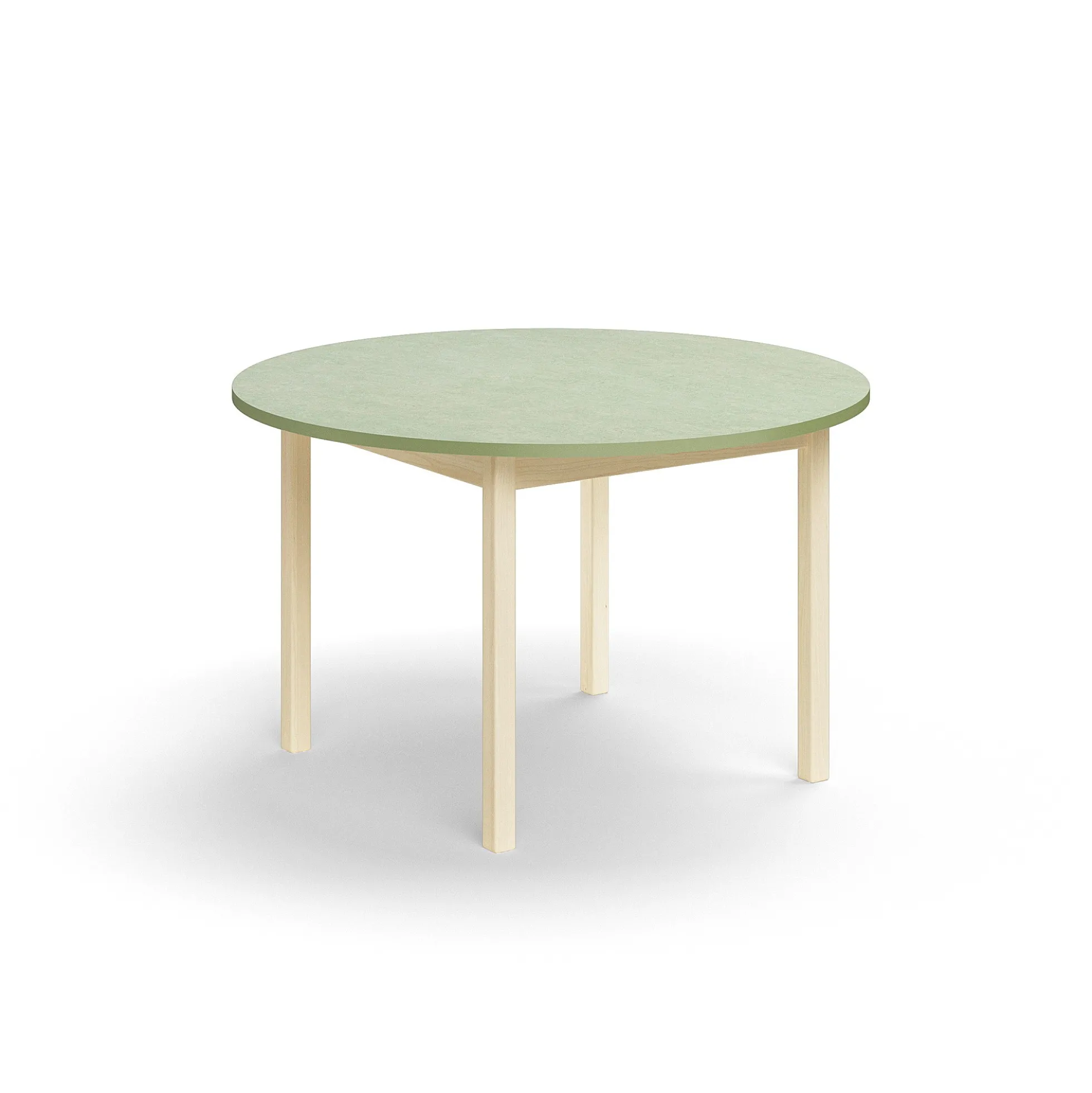 Pöytä DECIBEL Ø1200x720 mm, ääntä vaimentava linoleumi, koivu/harmaanvihreä