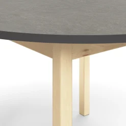 Pöytä DECIBEL Ø1200x720 mm, tummanharmaa linoleumi, koivu
