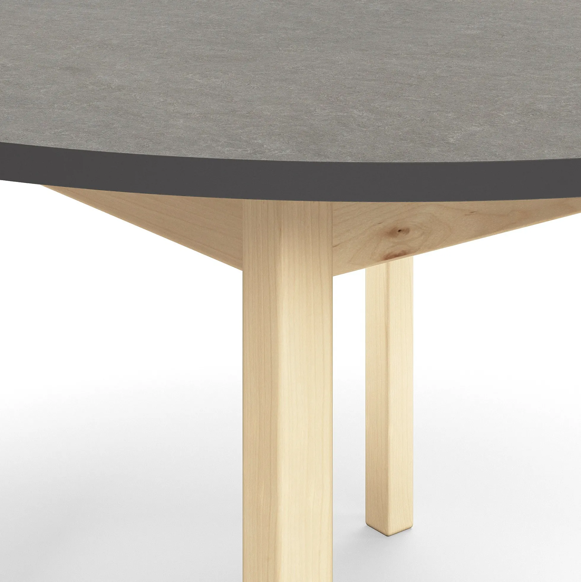 Pöytä DECIBEL Ø1200x720 mm, tummanharmaa linoleumi, koivu