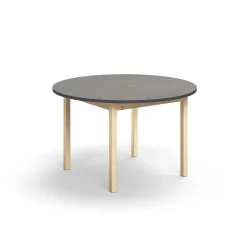 Pöytä DECIBEL Ø1200x720 mm, tummanharmaa linoleumi, koivu
