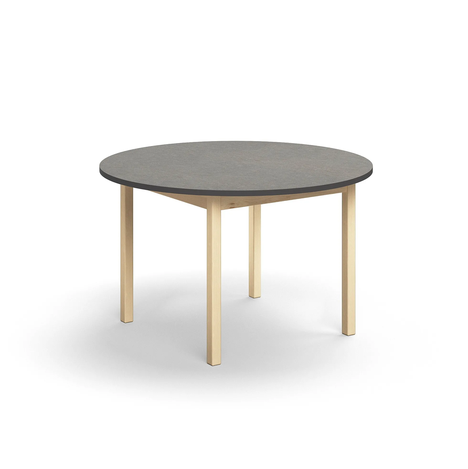 Pöytä DECIBEL Ø1200x720 mm, tummanharmaa linoleumi, koivu