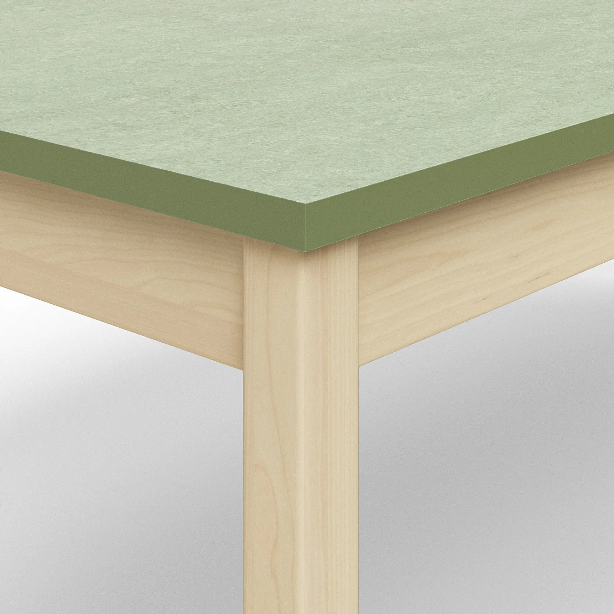 Pöytä DECIBEL 1600x700x530 mm, ääntä vaimentava linoleumi, koivu/harmaanvihreä