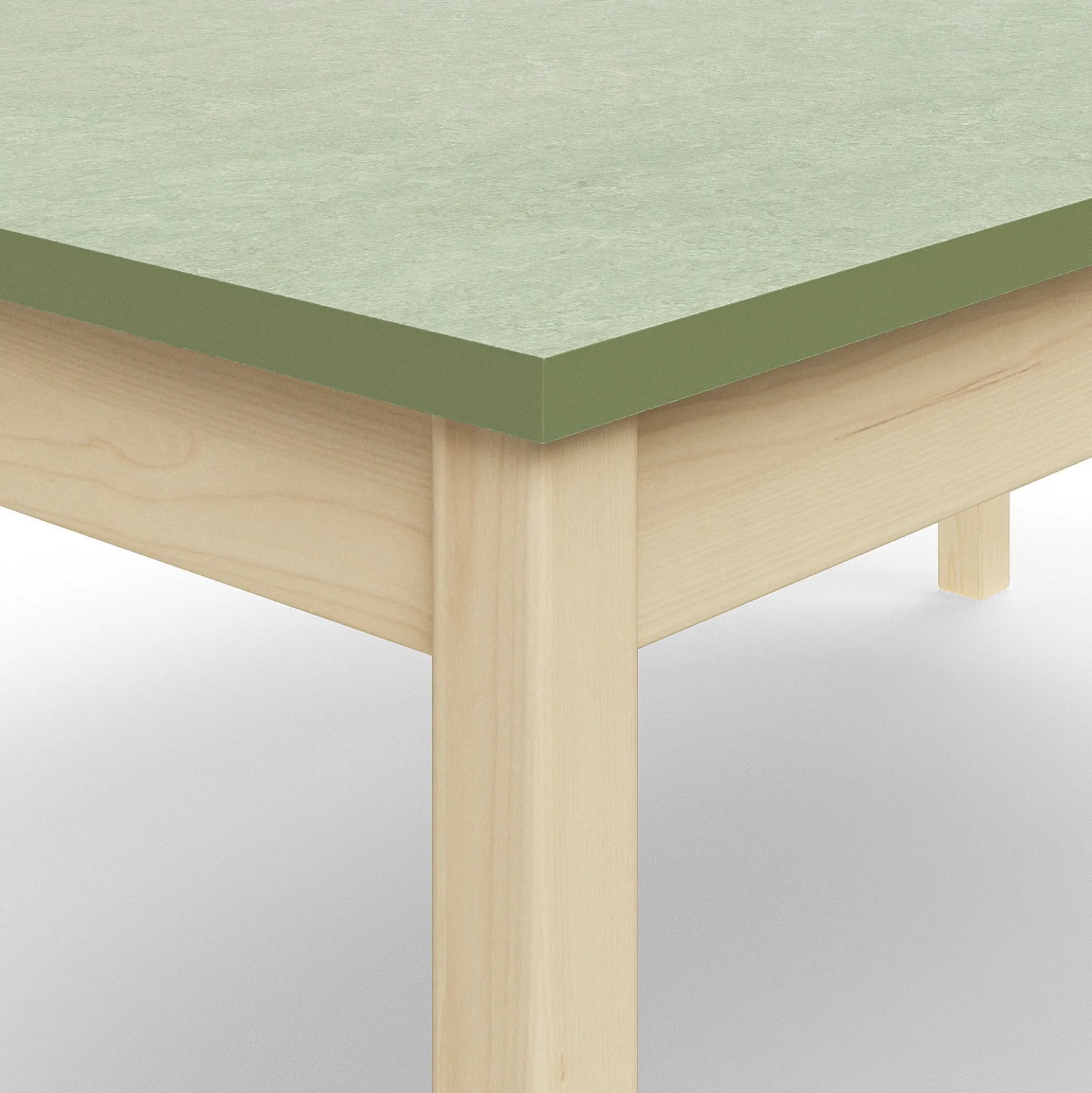 Pöytä DECIBEL 1400x800x590 mm, ääntä vaimentava linoleumi, koivu/harmaanvihreä