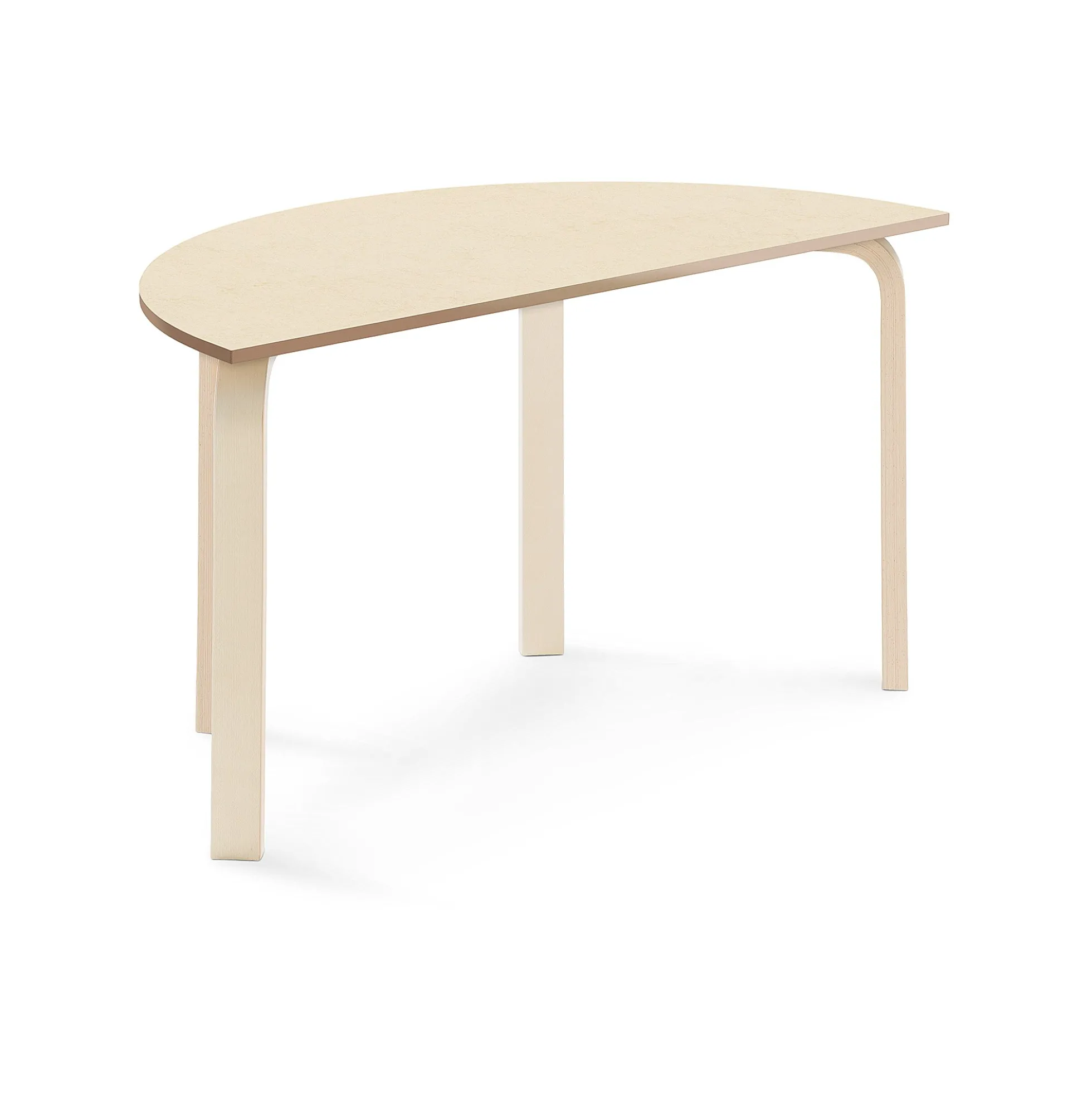 Pöytä ELTON Puoliympyrä, 1200x600x640 mm, beige linoleumi, koivu