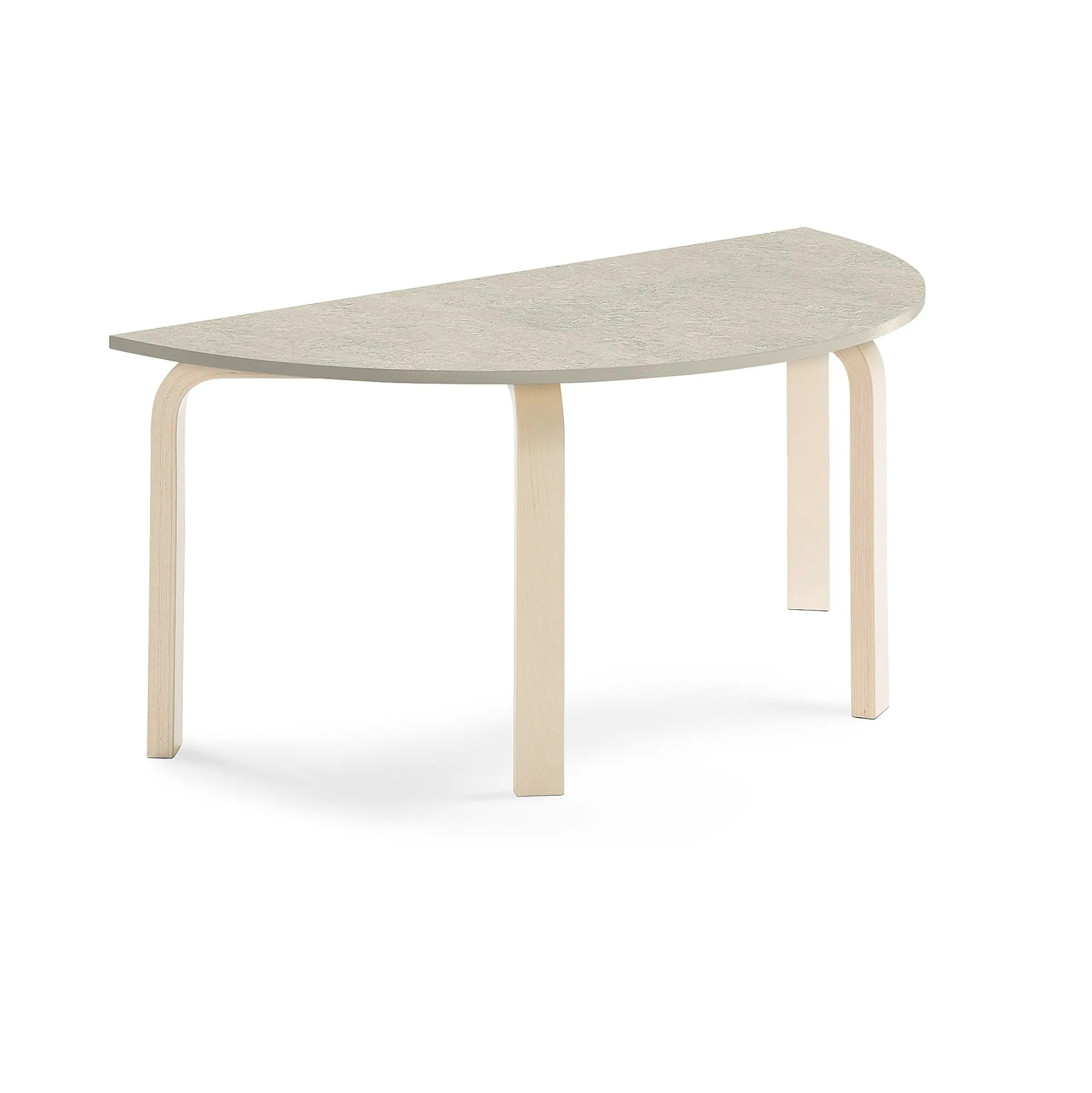 Pöytä ELTON Puoliympyrä, 1200x600x530 mm, harmaa linoleumi, koivu