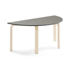 Pöytä ELTON Puoliympyrä, 1200x600x530 mm, tummanharmaa linoleumi, koivu