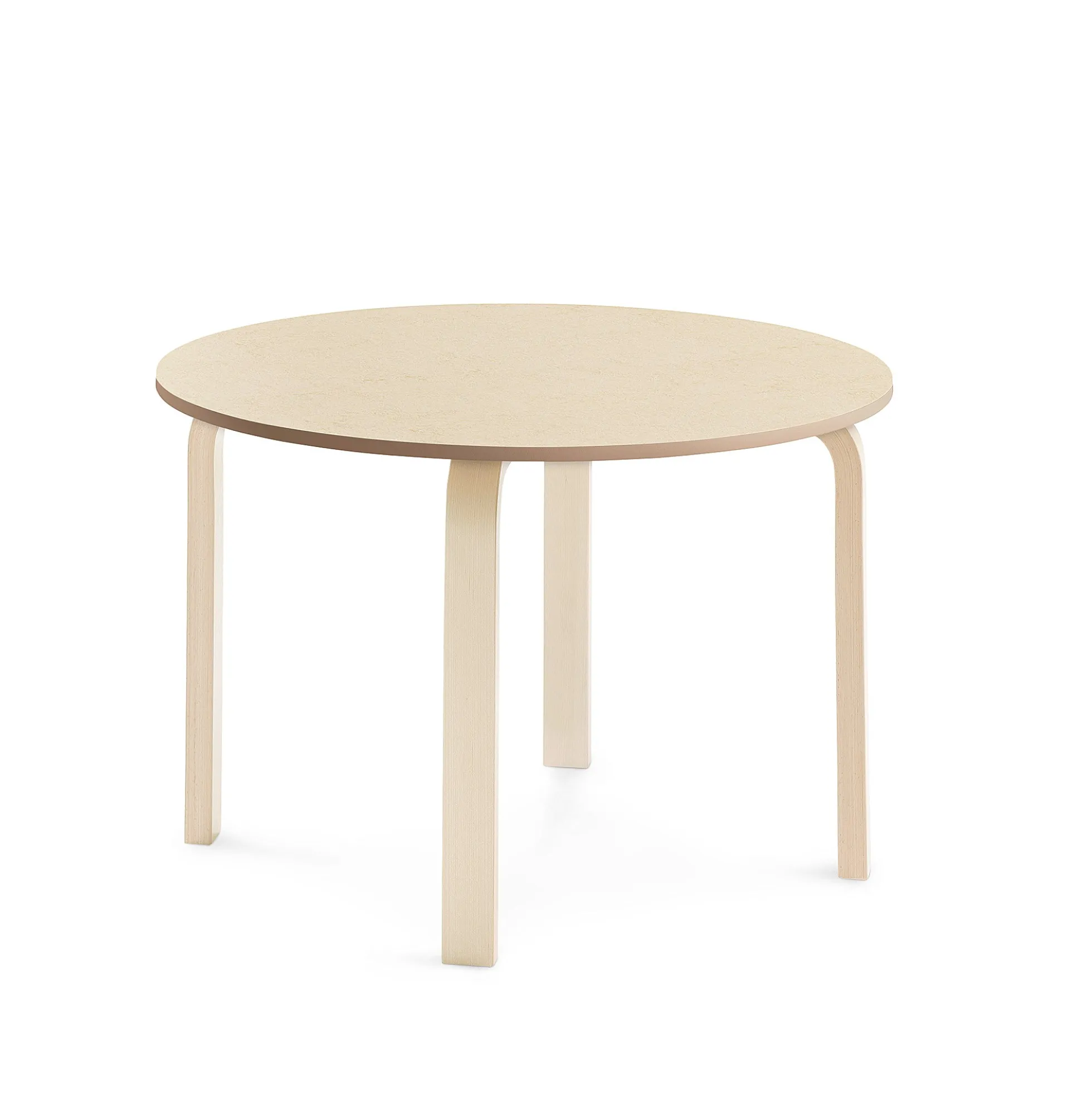 Pöytä ELTON Ø 900x590 mm, beige linoleumi, koivu