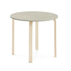 Pöytä ELTON Ø 900x710 mm, harmaa linoleumi, koivu